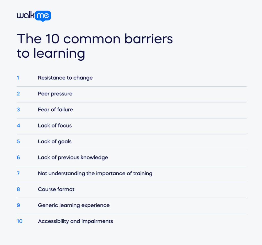 the ten common barriers to learning