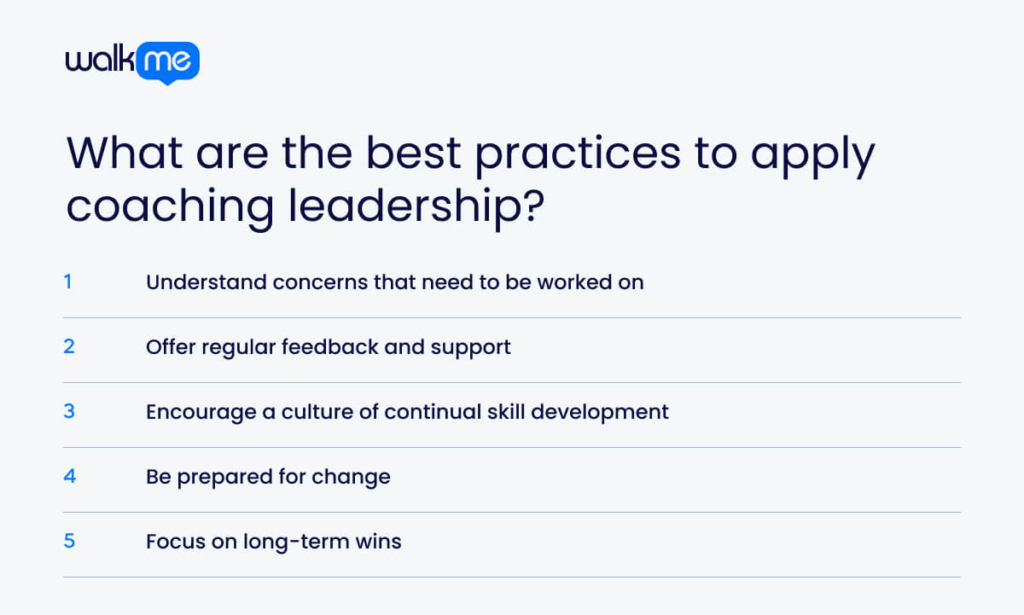 What are the best practices to apply coaching leadership?