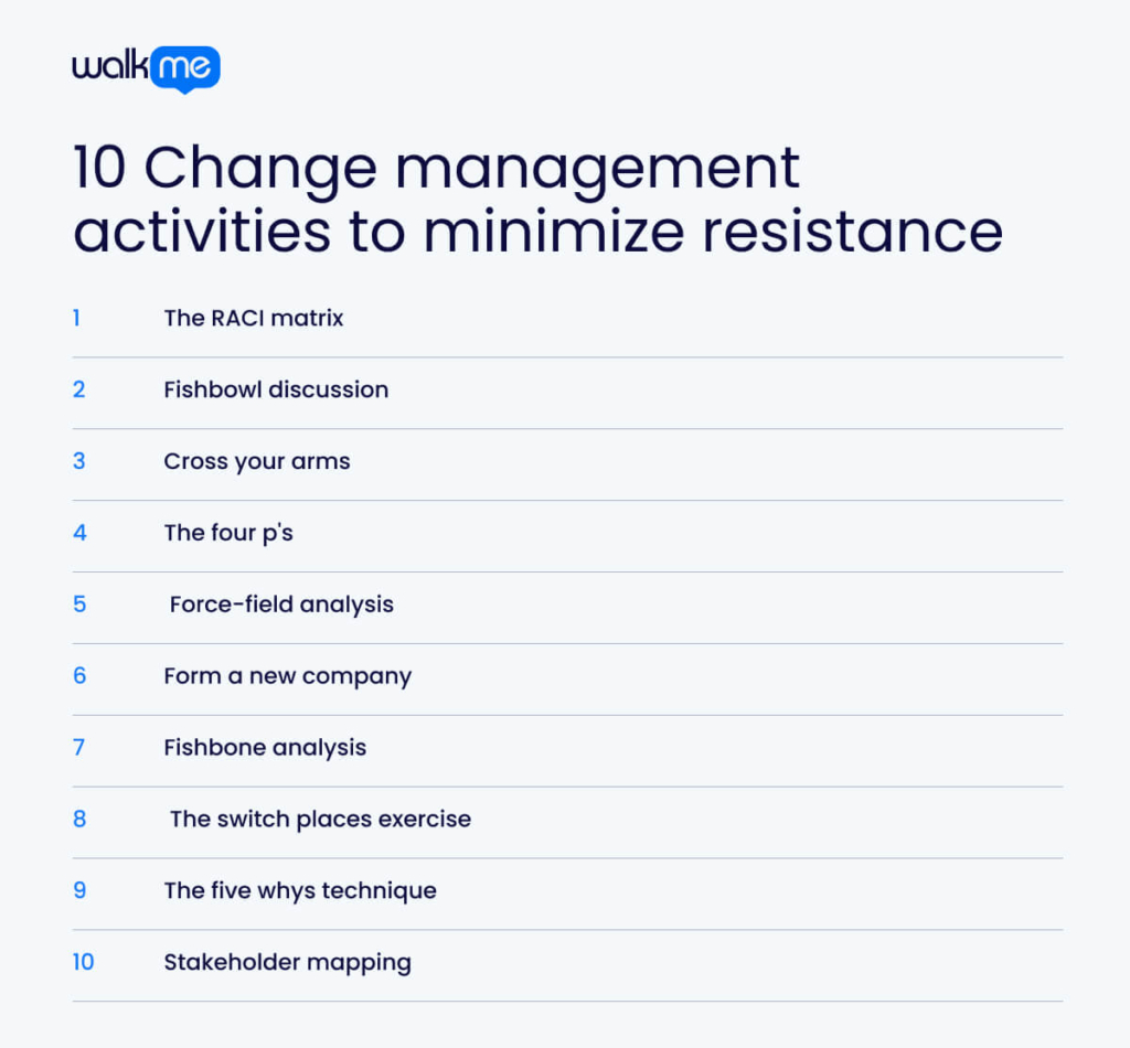 10 Change management activities to minimize resistance