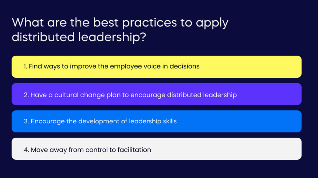 What are the best practices to apply distributed leadership?