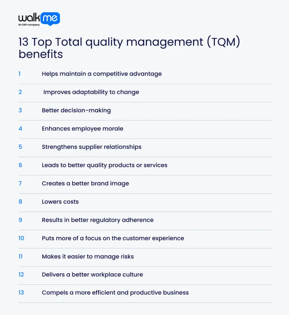 13 Top Total quality management (TQM) benefits