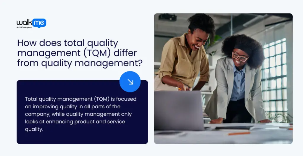 How does total quality management (TQM) differ from quality management?